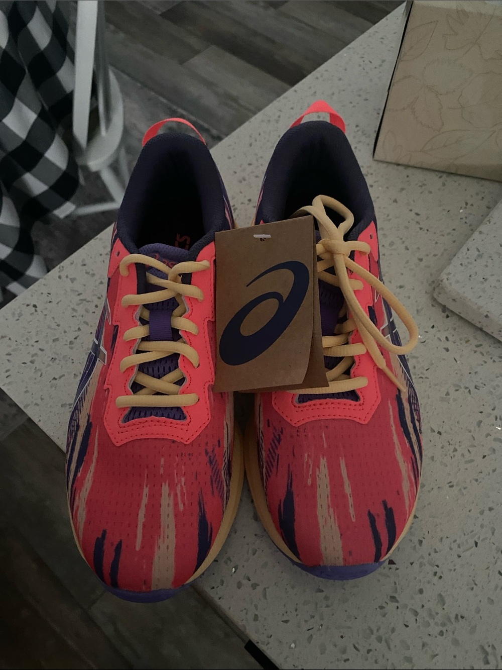 ASICSBright Pink and Purple Sneakers with Yellow Laces